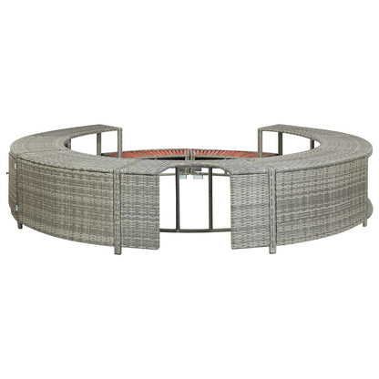 vidaXL Hot Tub Surround Grey Poly Rattan 5