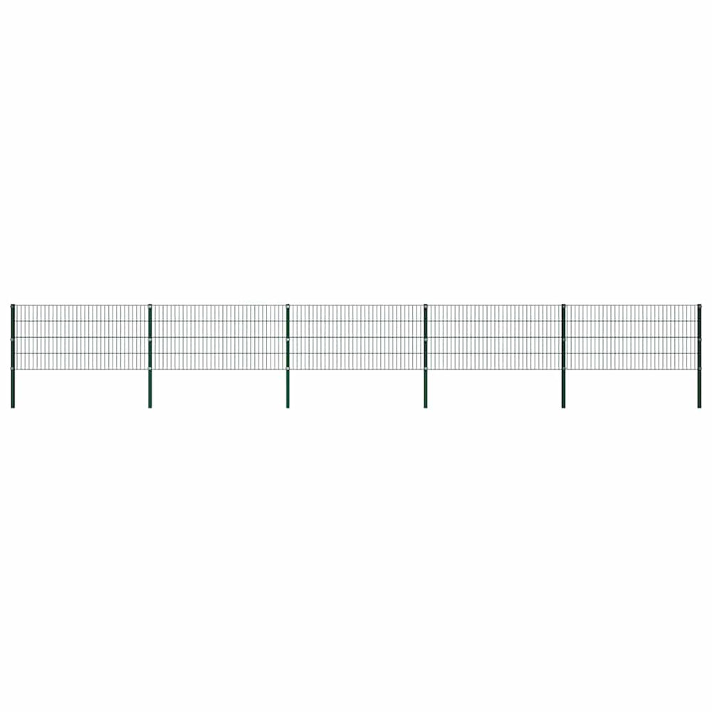 vidaXL Fence Panel with Posts Iron 867x80 cm Green