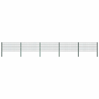 vidaXL Fence Panel with Posts Iron 867x80 cm Green 1