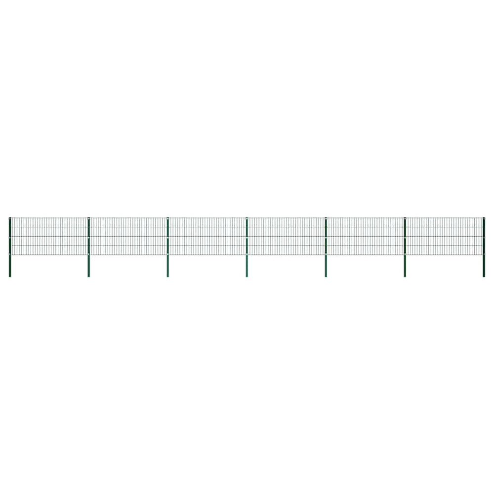 vidaXL Fence Panel with Posts Iron 1040x80 cm Green