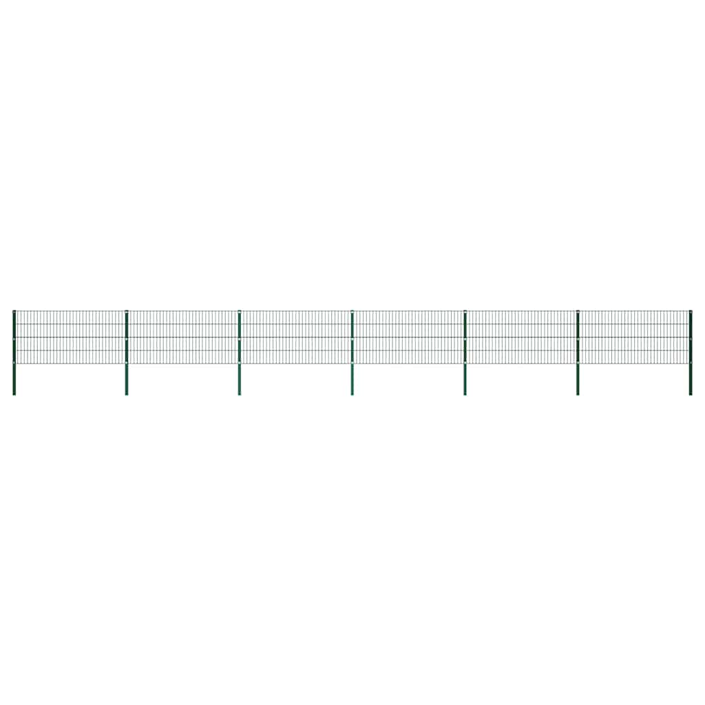 vidaXL Fence Panel with Posts Iron 1040x80 cm Green 1