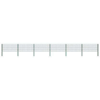 vidaXL Fence Panel with Posts Iron 1040x80 cm Green 1