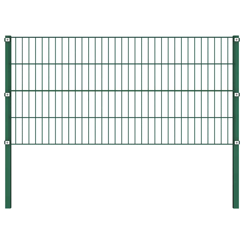 vidaXL Fence Panel with Posts Iron 1040x80 cm Green 2