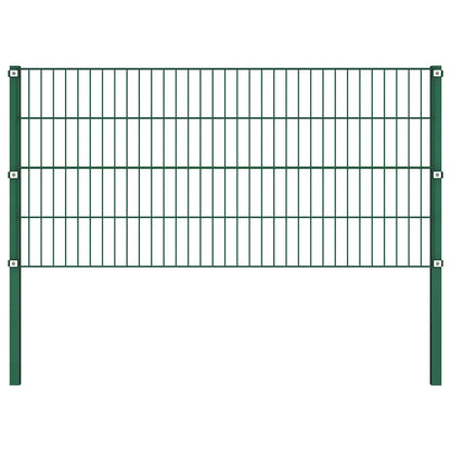 vidaXL Fence Panel with Posts Iron 1040x80 cm Green 2