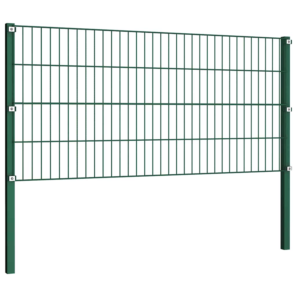 vidaXL Fence Panel with Posts Iron 1040x80 cm Green 3