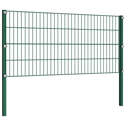 vidaXL Fence Panel with Posts Iron 1040x80 cm Green 3