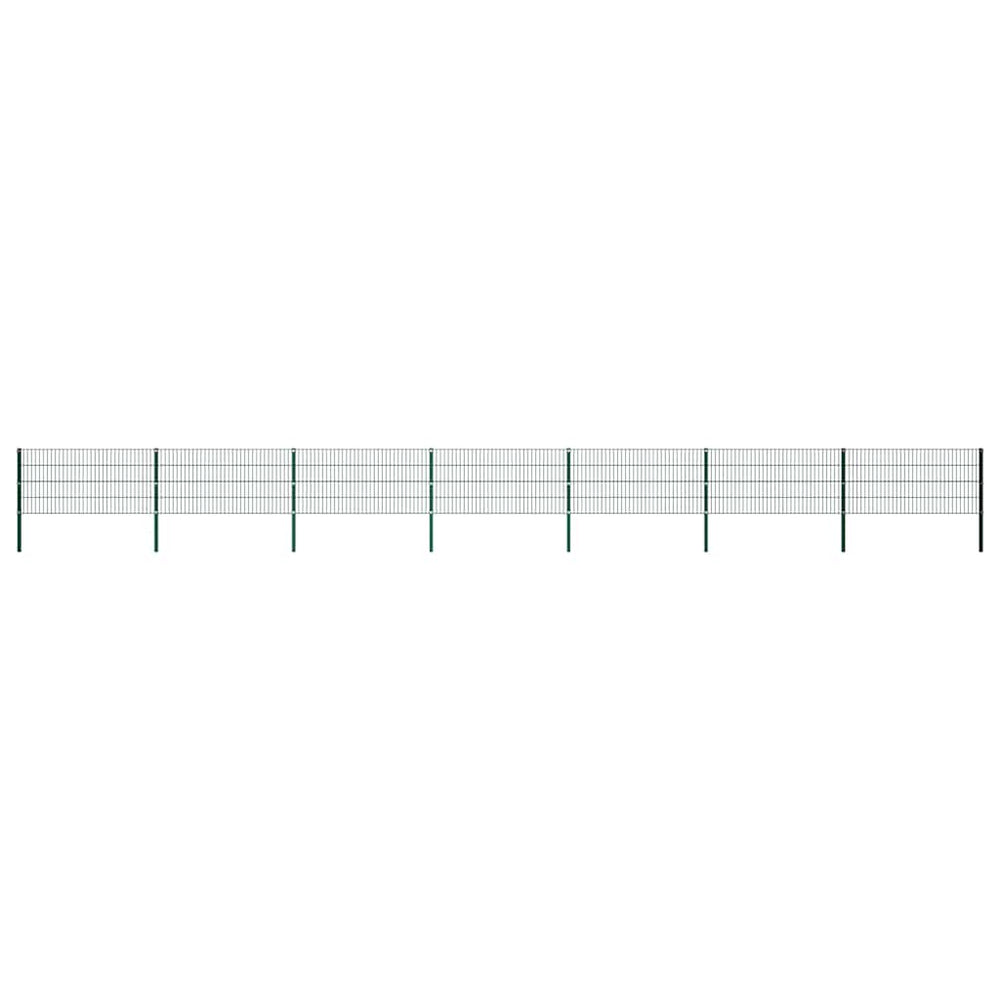 vidaXL Fence Panel with Posts Iron 1212x80 cm Green