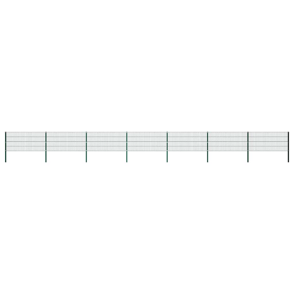 vidaXL Fence Panel with Posts Iron 1212x80 cm Green 1