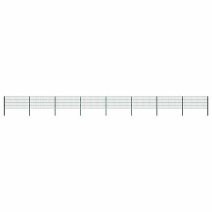 vidaXL Fence Panel with Posts Iron 1385x80 cm Green 1