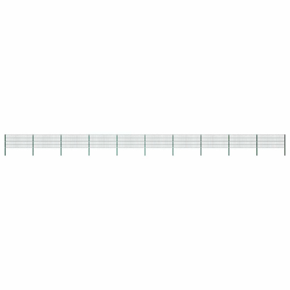 vidaXL Fence Panel with Posts Iron 1730x80 cm Green