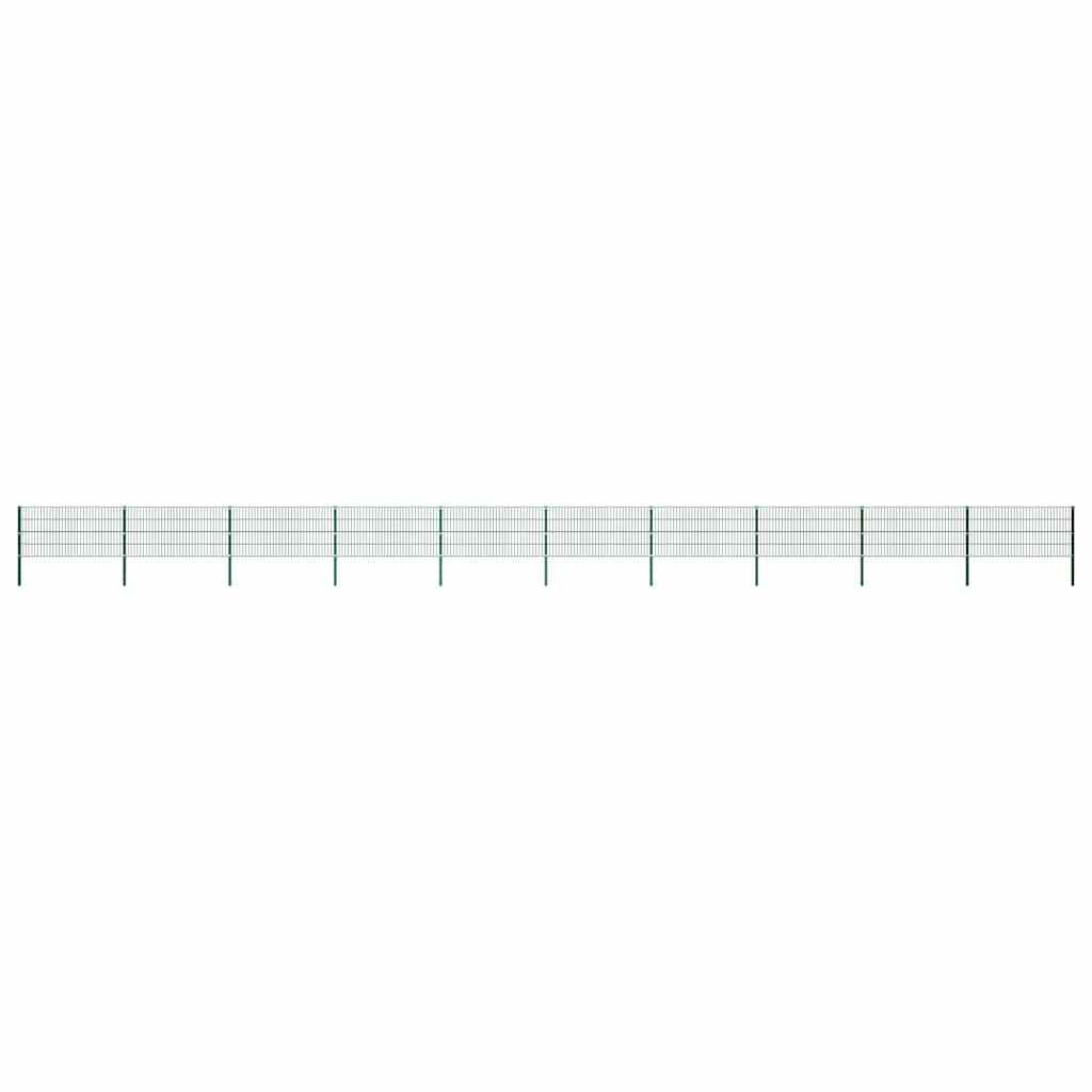 vidaXL Fence Panel with Posts Iron 1730x80 cm Green 1