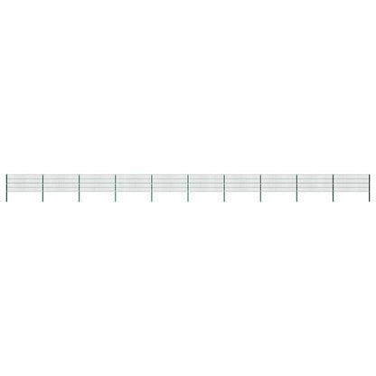 vidaXL Fence Panel with Posts Iron 1730x80 cm Green 1