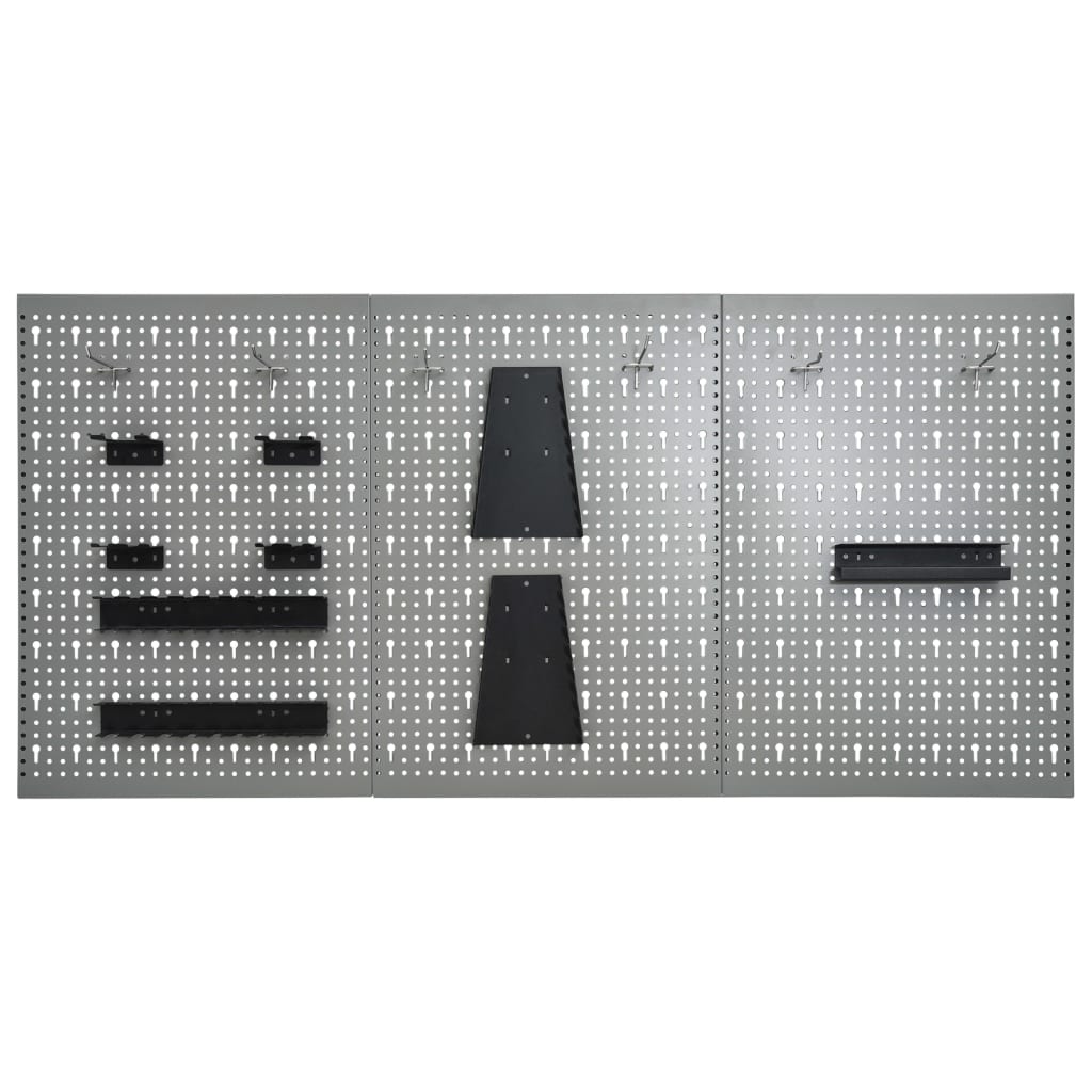 vidaXL Wall-mounted Peg Boards 3 pcs 40x58 cm Steel