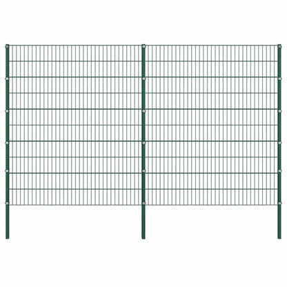 vidaXL Fence Panel with Posts Iron 349x200 cm Green