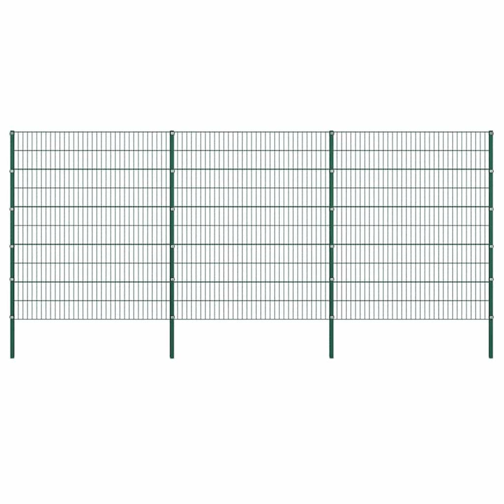 vidaXL Fence Panel with Posts Iron 522x200 cm Green