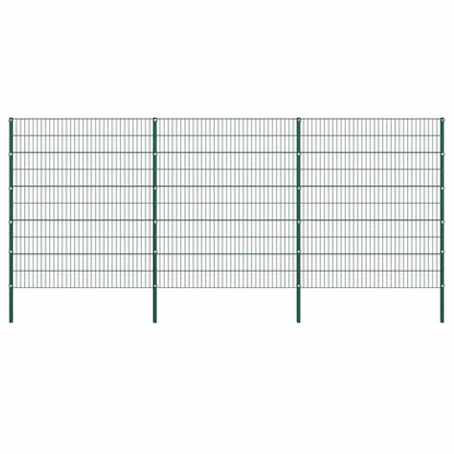 vidaXL Fence Panel with Posts Iron 522x200 cm Green 1