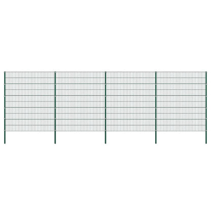 vidaXL Fence Panel with Posts Iron 694,5x200 cm Green 1