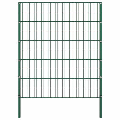 vidaXL Fence Panel with Posts Iron 694,5x200 cm Green 2
