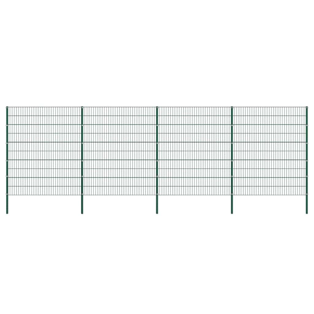 vidaXL Fence Panel with Posts Iron 867x200 cm Green 1