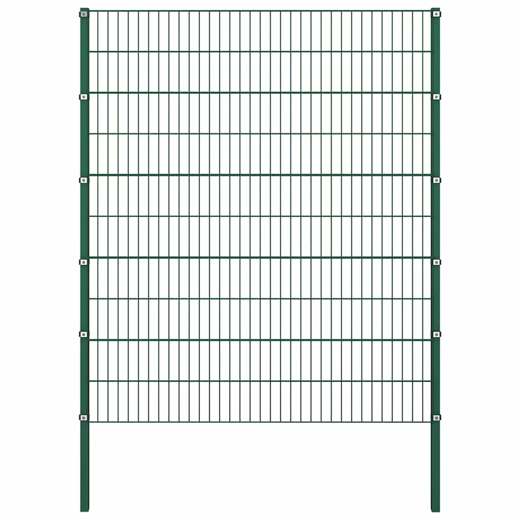 vidaXL Fence Panel with Posts Iron 867x200 cm Green 2