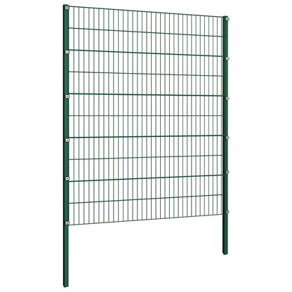 vidaXL Fence Panel with Posts Iron 867x200 cm Green 3