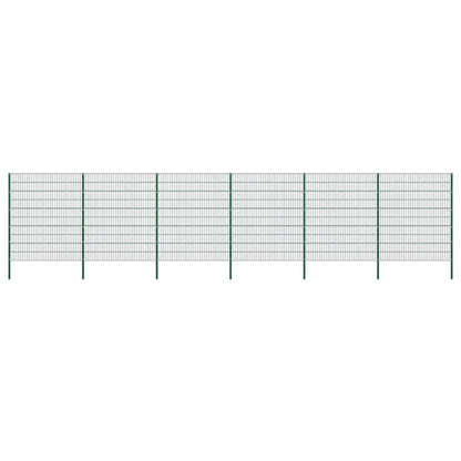 vidaXL Fence Panel with Posts Iron 349x200 cm Green