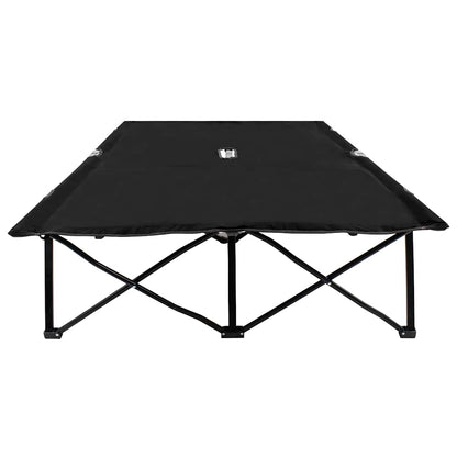 Two Person Folding Sun Lounger Steel Black