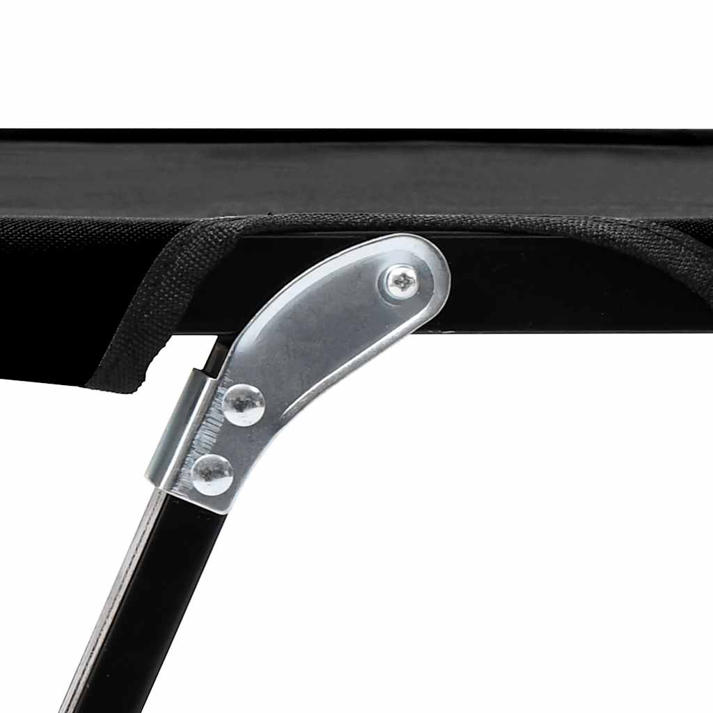Two Person Folding Sun Lounger Steel Black