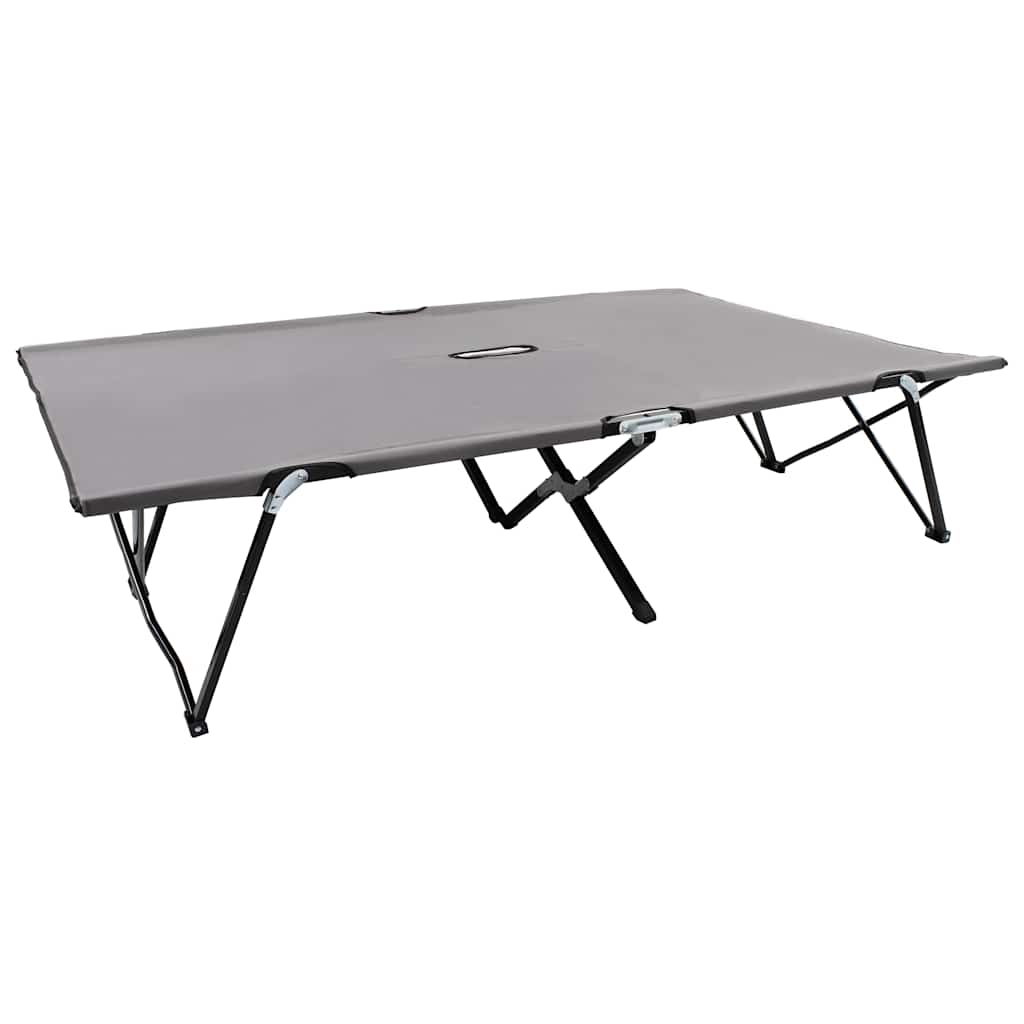 Two Person Folding Sun Lounger Steel Grey