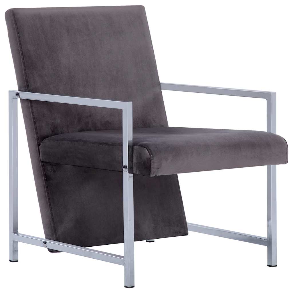 vidaXL Armchair with Chrome Feet Dark Gray Velvet 2