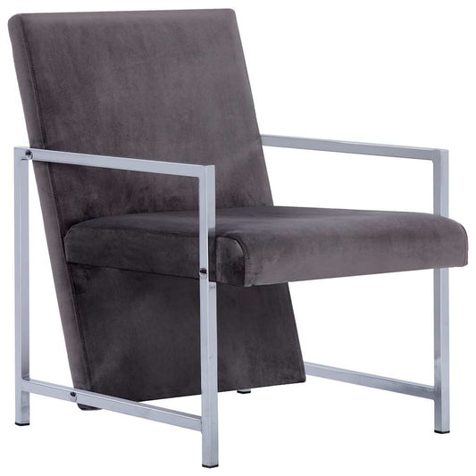 vidaXL Armchair with Chrome Feet Dark Gray Velvet 2