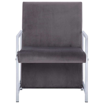 vidaXL Armchair with Chrome Feet Dark Gray Velvet 3