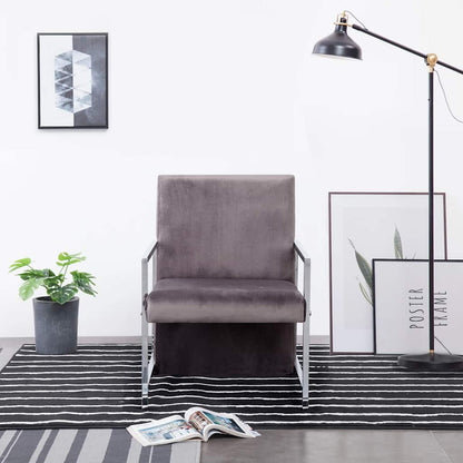 vidaXL Armchair with Chrome Feet Dark Gray Velvet 1