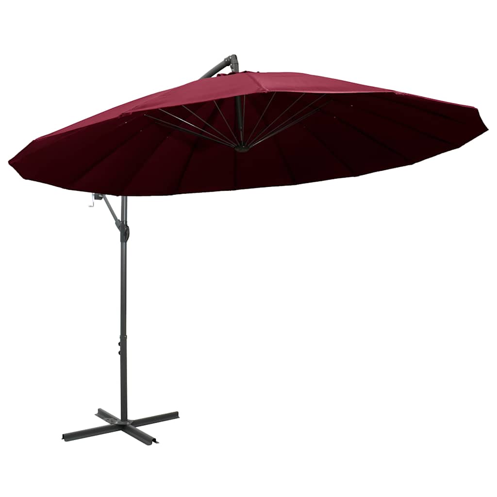 Hanging Parasol 3 m Aluminium Pole Burgundy