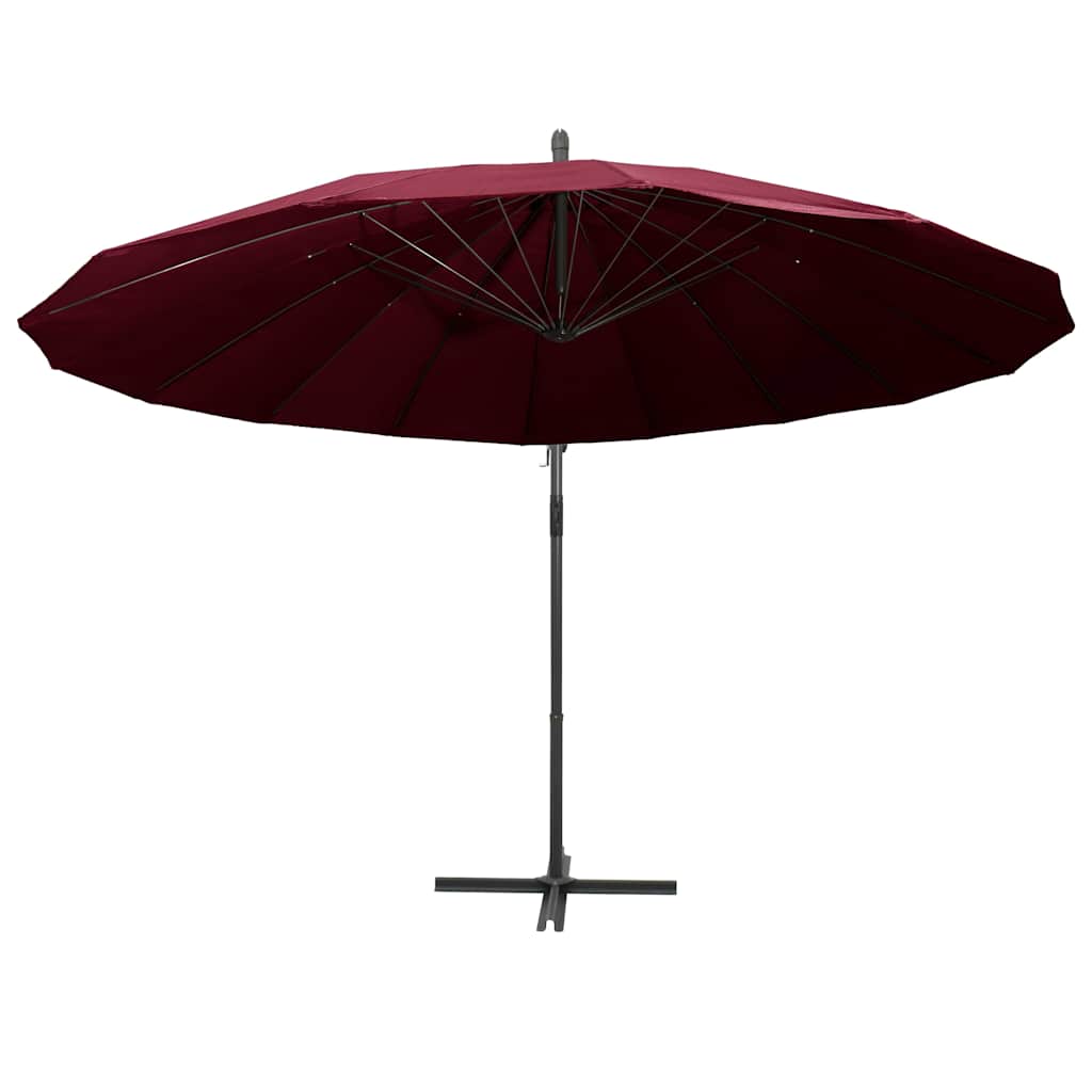 Hanging Parasol 3 m Aluminium Pole Burgundy