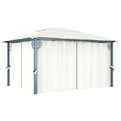 vidaXL Gazebo with Curtain 400 x 300 cm Cream Aluminium 1