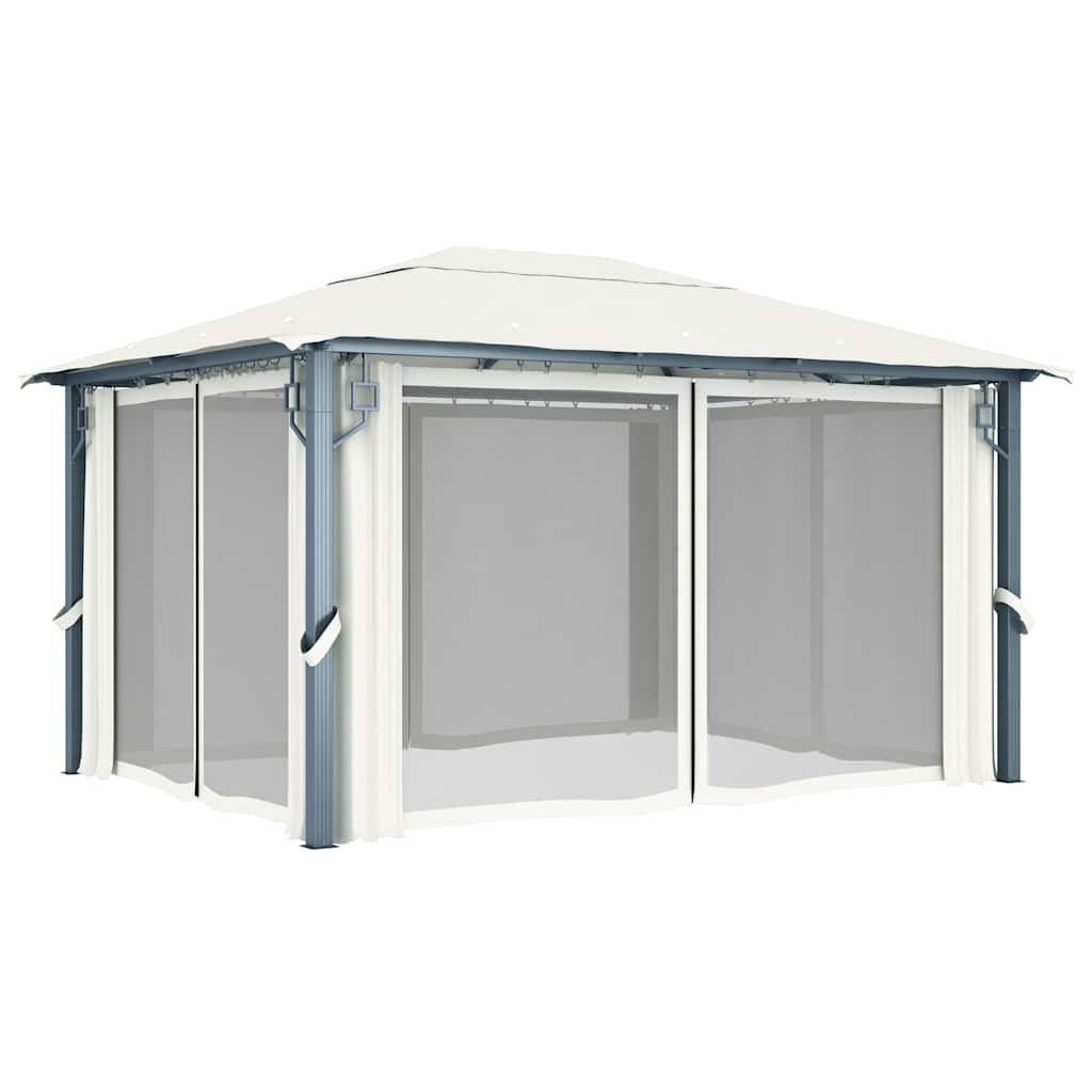 vidaXL Gazebo with Curtain 400 x 300 cm Cream Aluminium 4