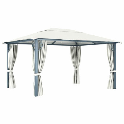vidaXL Gazebo with Curtain 400 x 300 cm Cream Aluminium 5