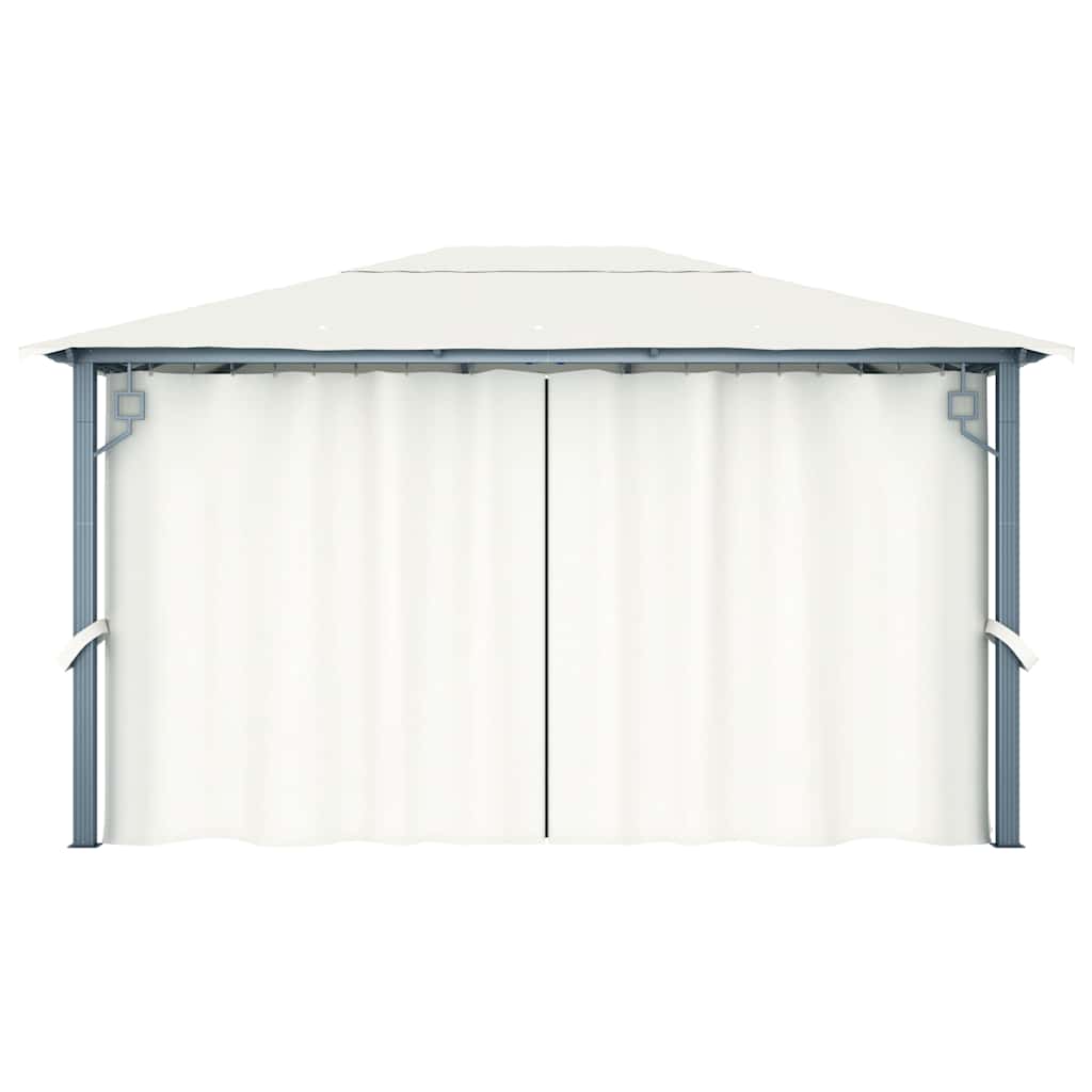 vidaXL Gazebo with Curtain 400 x 300 cm Cream Aluminium 6