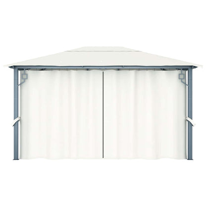 vidaXL Gazebo with Curtain 400 x 300 cm Cream Aluminium 6