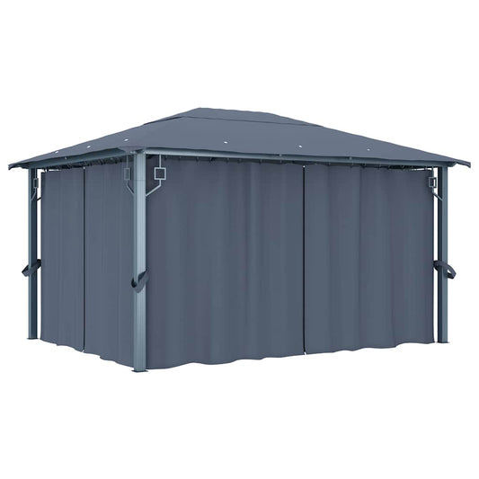 vidaXL Gazebo with Curtain 400 x 300 cm Anthracite Aluminium 1