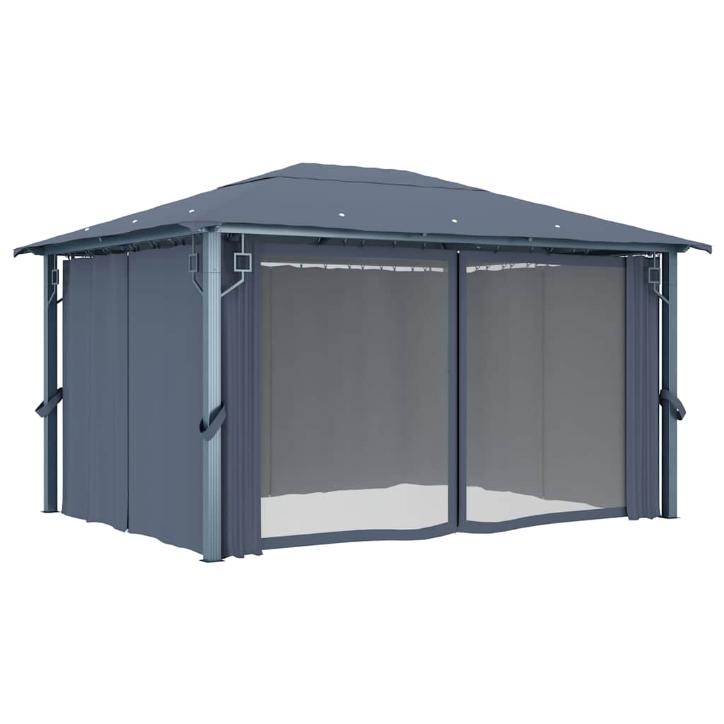vidaXL Gazebo with Curtain 400 x 300 cm Anthracite Aluminium 3