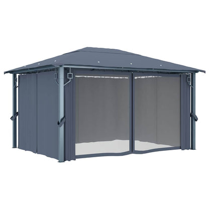 vidaXL Gazebo with Curtain 400 x 300 cm Anthracite Aluminium 3