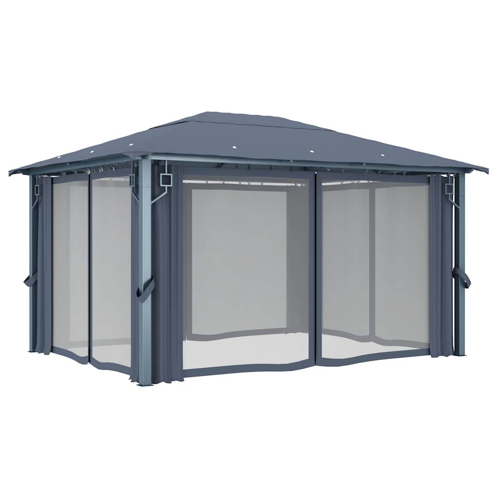 vidaXL Gazebo with Curtain 400 x 300 cm Anthracite Aluminium 5