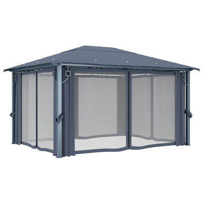 vidaXL Gazebo with Curtain 400 x 300 cm Anthracite Aluminium 5