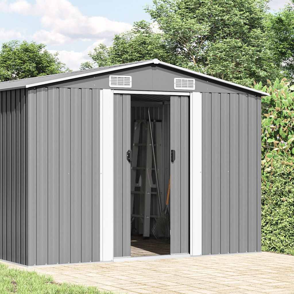 47037 vidaXL Garden Shed Grey 257x990x181 cm Galvanised steel 2