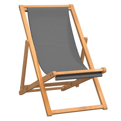 Beach Chair Solid Teak Wood Grey without armrest
