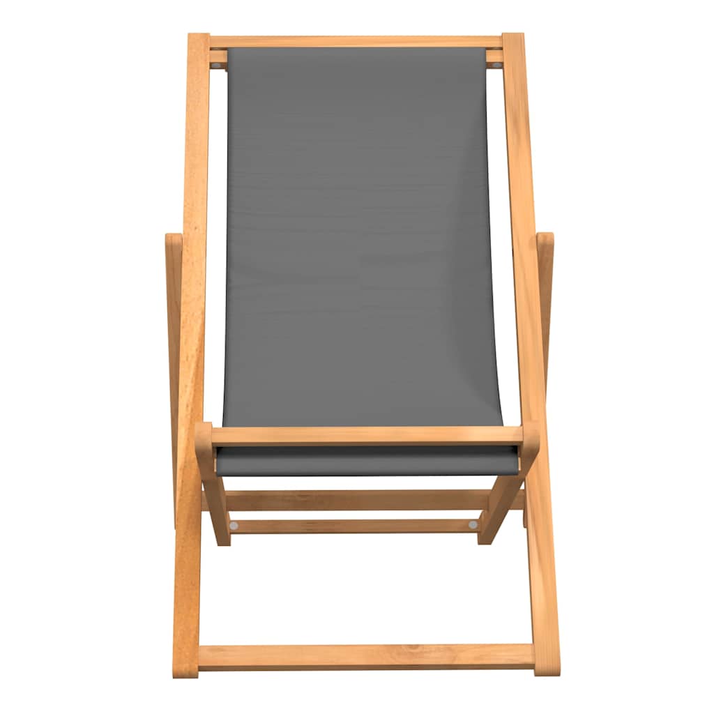 Beach Chair Solid Teak Wood Grey without armrest