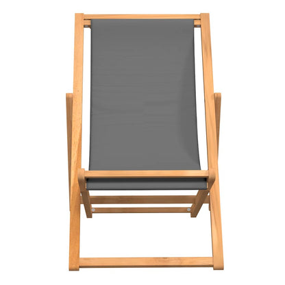 Beach Chair Solid Teak Wood Grey without armrest
