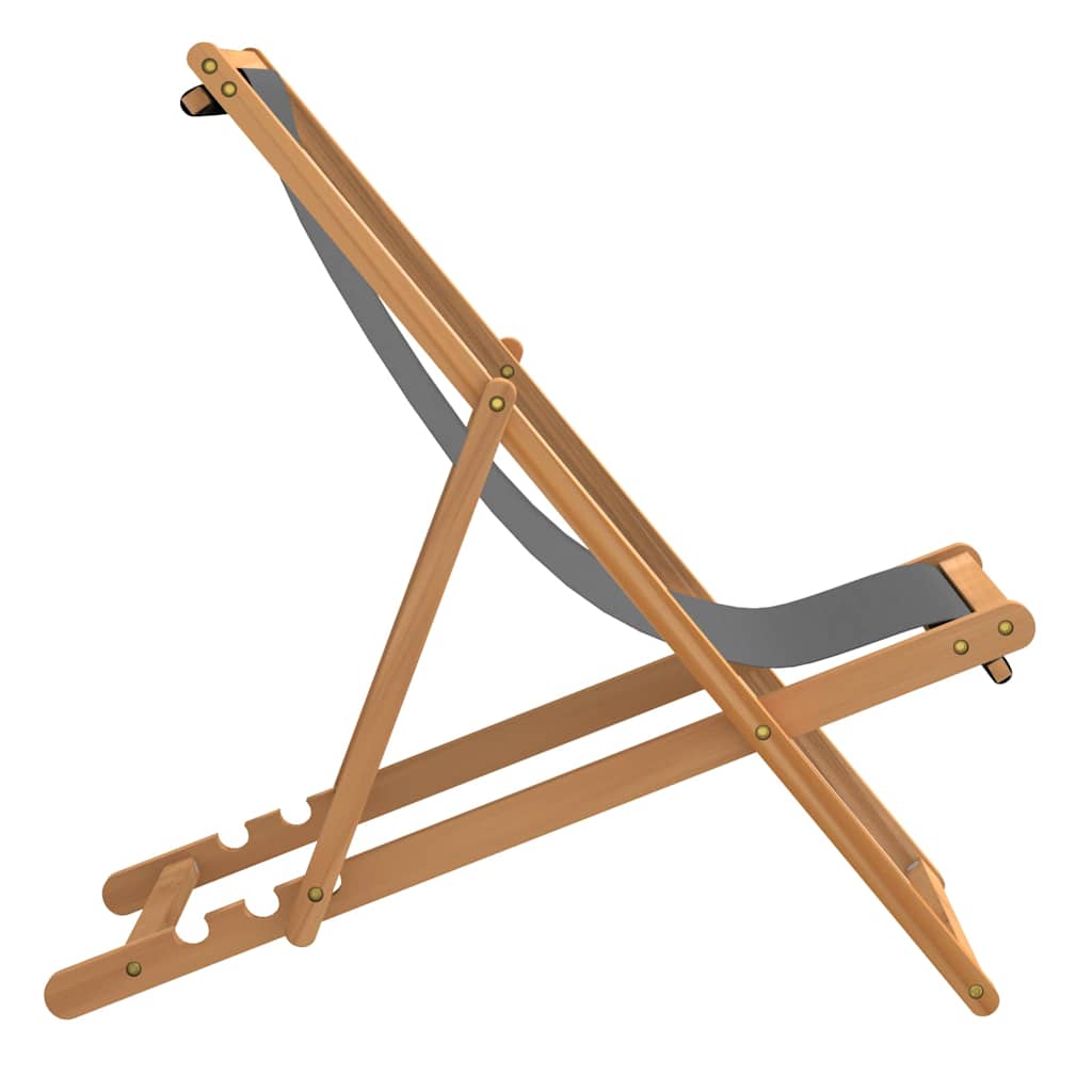 Beach Chair Solid Teak Wood Grey without armrest